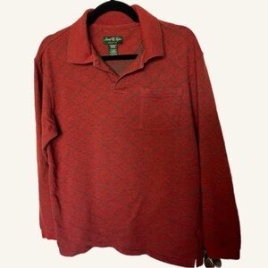 David's Taylor Men's Red Polo Shirt Medium‎ preppy Silent Luxury long sleeve